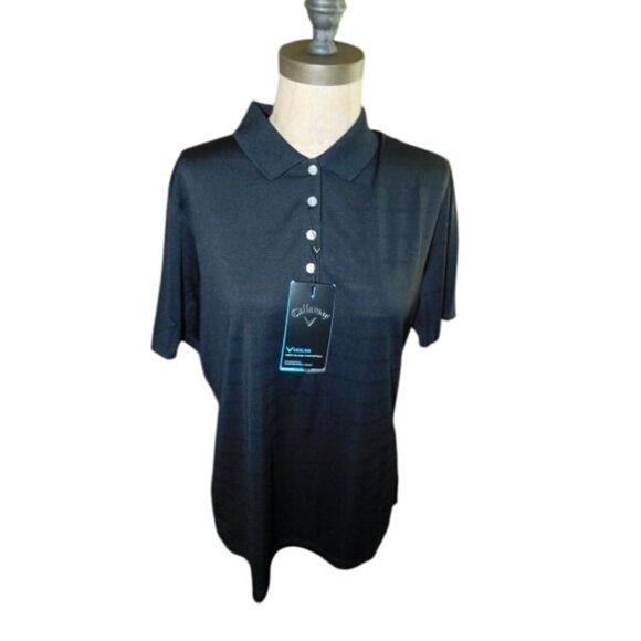 Callaway size L Large Black Ladies Opti Dri Cooling Golf Shirt NWT - Picture 1 of 3